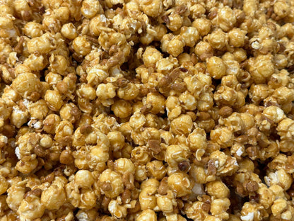 Caramel Popcorn Peanut Popcorn Fusion Combining Air Popped Popcorn and Granny's Confections Famous Handmade Peanut Brittle