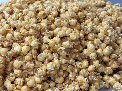 Caramel Popcorn Cashew Popcorn Fusion Combining Air Popped Popcorn and Granny's Confections Famous Handmade Cashew Brittle