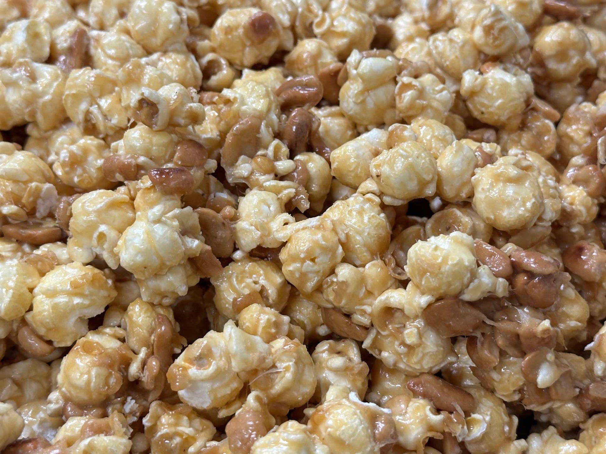 Caramel Popcorn Fusion Gift Box includes Peanut Popcorn, Cashew Popcorn, Pecan Popcorn.  Gluten Free.  Caramel Corn